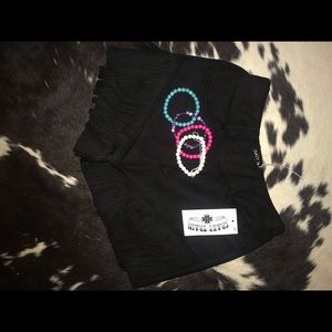 Black fringe shorts